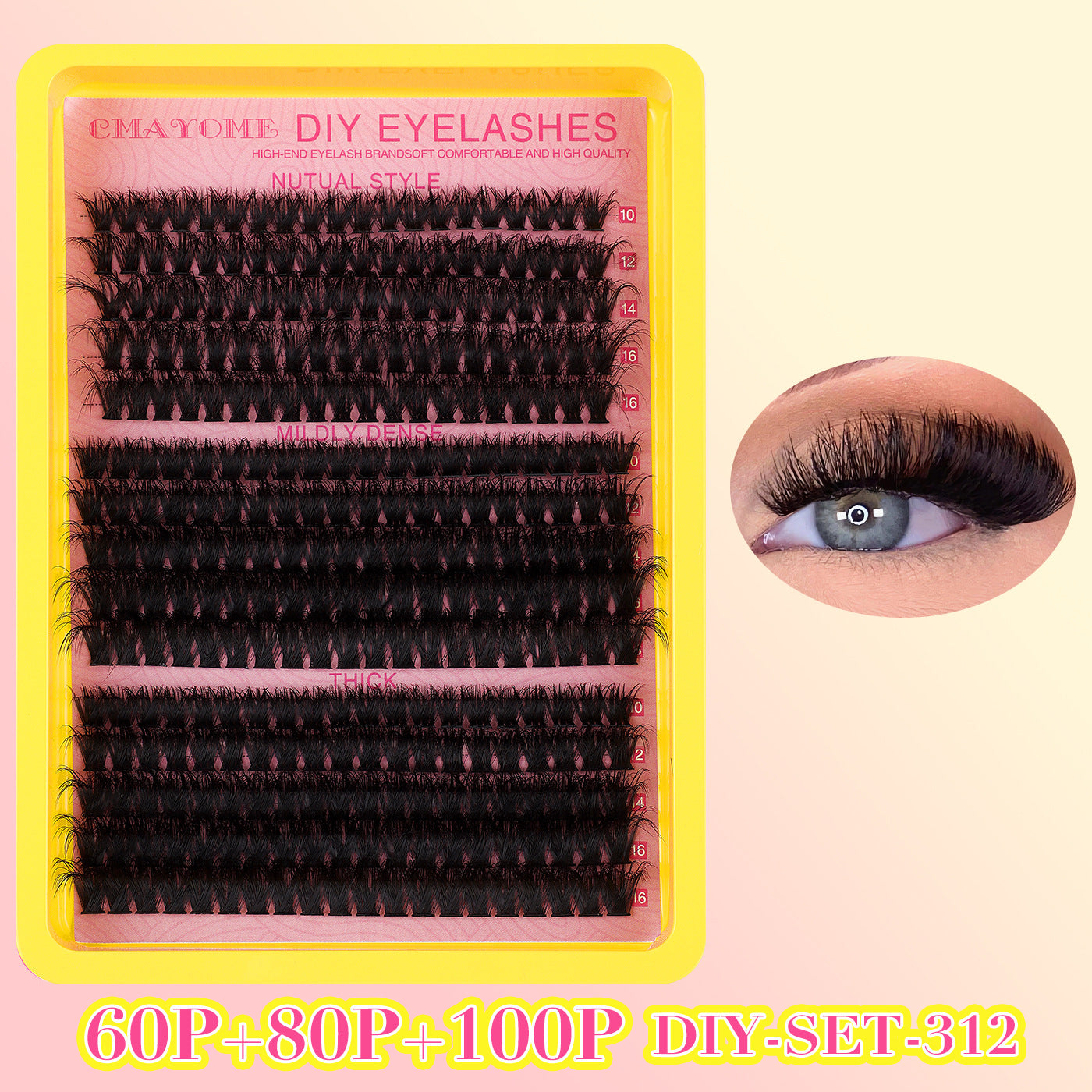 Segmented Hot Melt Stem Thick False Eyelash Set