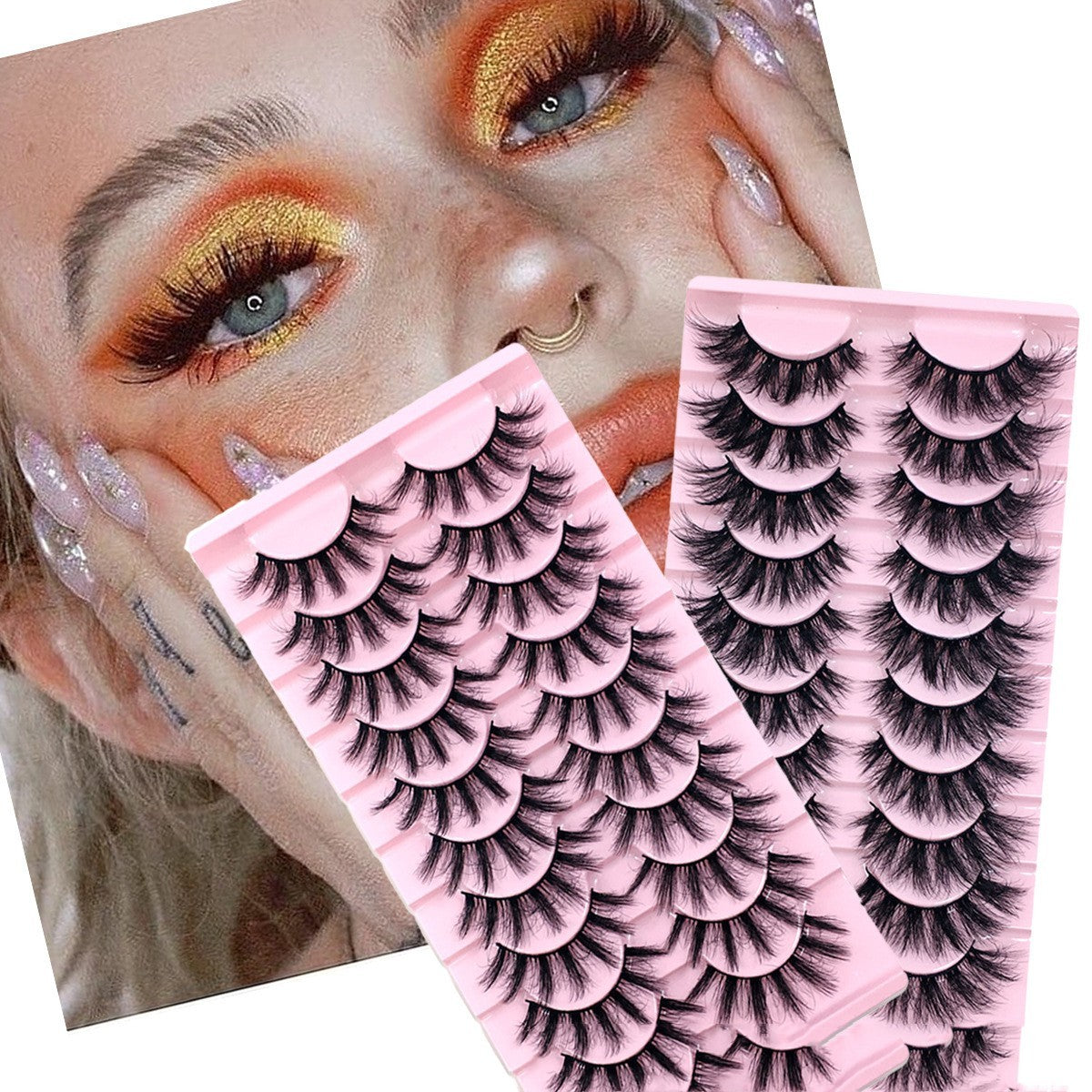 Thick Curl Cross Three - Dimensional Ten Pairs Of False Eyelashes