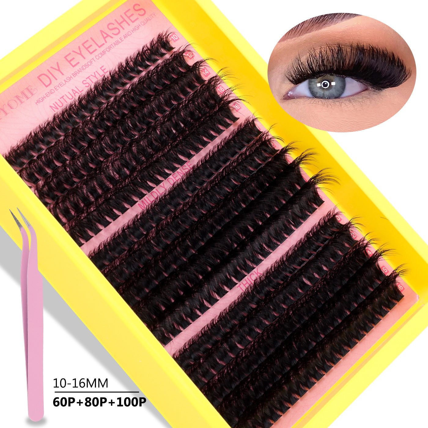Segmented Hot Melt Stem Thick False Eyelash Set