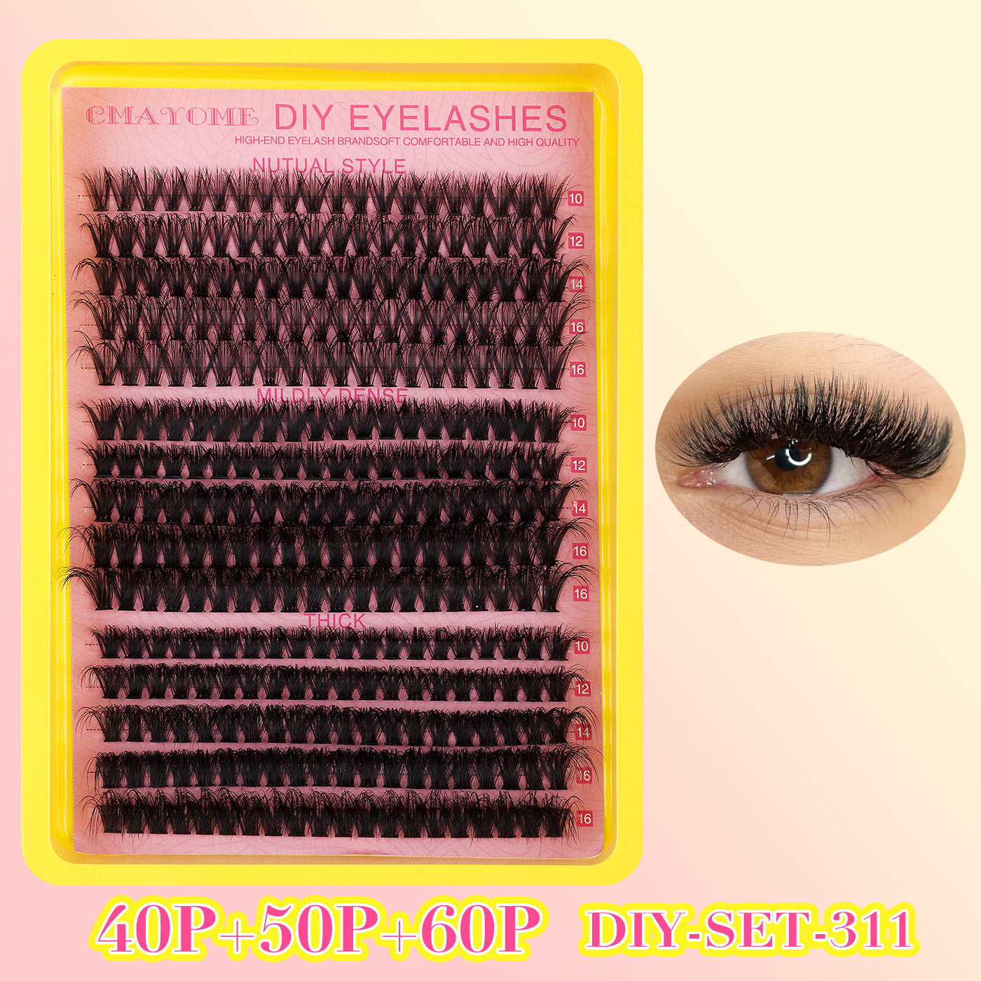 Segmented Hot Melt Stem Thick False Eyelash Set