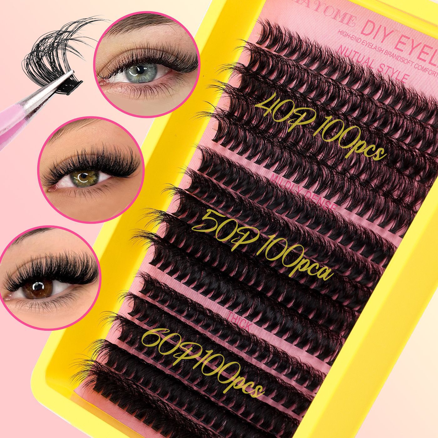 Segmented Hot Melt Stem Thick False Eyelash Set