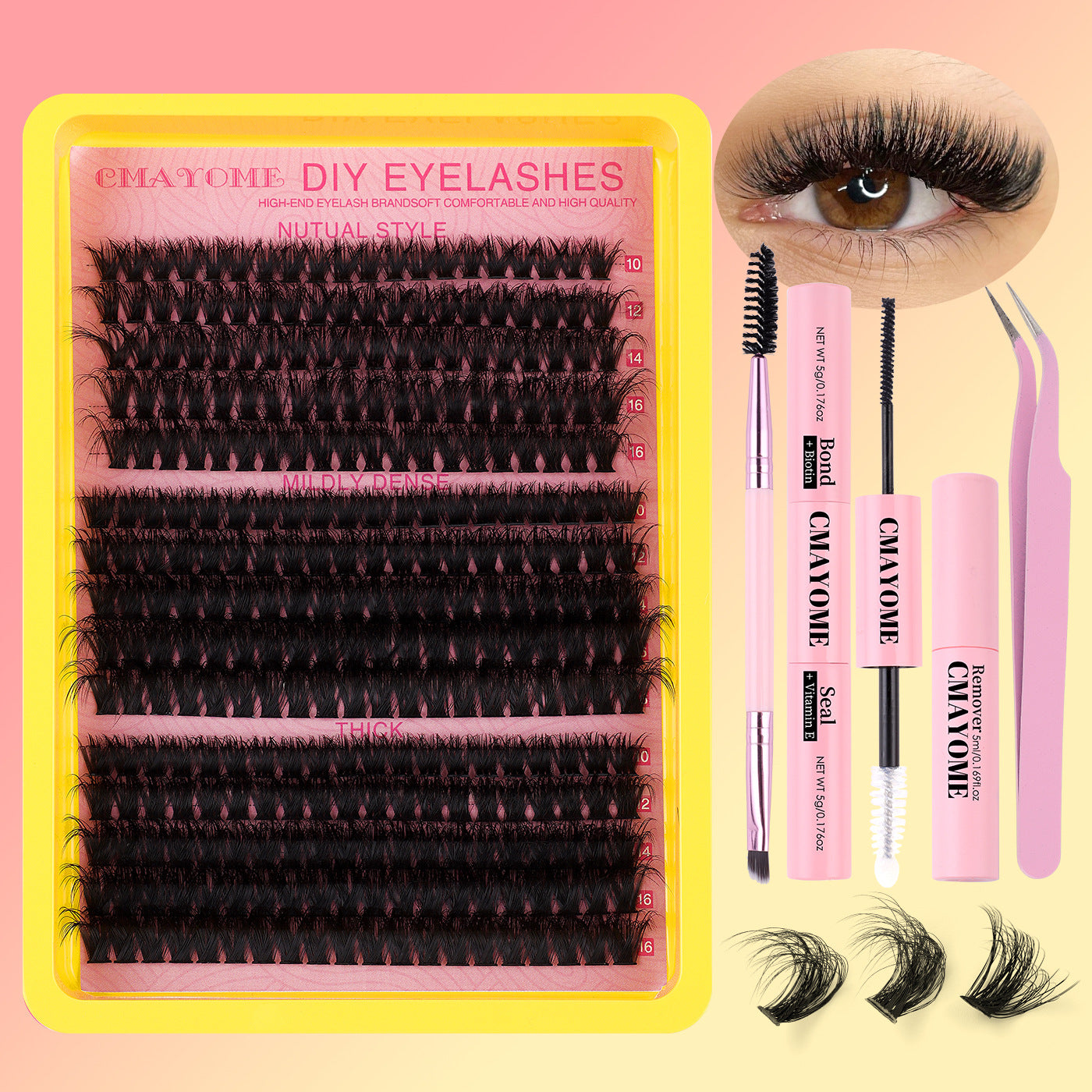 Segmented Hot Melt Stem Thick False Eyelash Set